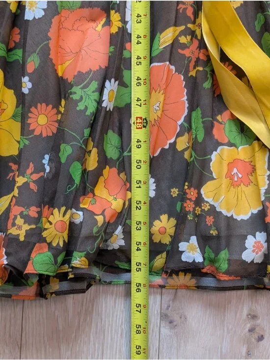 Vintage 60s 70s Floral Hippie Maxi Dress Long Sleeve Witchy Made in USA SM - Picture 16 of 16